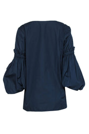 Current Boutique-Silvia Tcherassi - Navy Puff Sleeve "Lucaya" Cotton Blouse Sz S