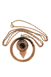 Current Boutique-Sophie Blake - Rose Gold & Onyx Circular Long Pendant Necklace