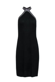 Current Boutique-St. John - Black Knit High Neck Dress w/ Rhinestones Sz 8