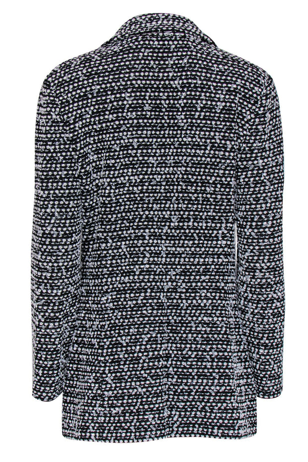 Current Boutique-St. John - Black & White Textured Knit Longline Jacket Sz 12