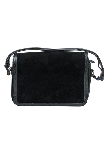 Suede Crossbody Black Leather Shoulder Leather Bag Sling Bag 