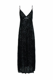 Current Boutique-Stone Cold Fox - Black Velvet Burnout Design Sleeveless Maxi Dress Sz M/L