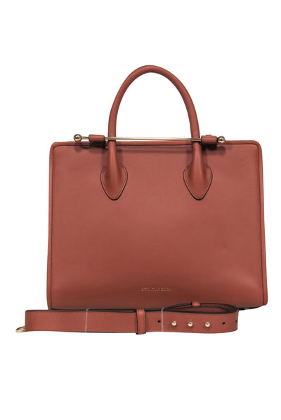 Current Boutique-Strathberry - Tan Leather Structured Handbag w/ Single Handle & Adjustable Strap