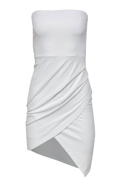 Current Boutique-Susana Monaco - White Strapless Bodycon Dress w/ Ruched Tulip Skirt Sz S