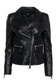 Current Boutique-Sylvie Schimmel - Black Leather Zip-Up Jacket Sz 8
