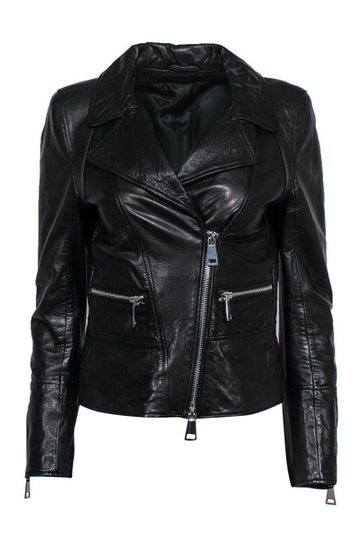 Current Boutique-Sylvie Schimmel - Black Leather Zip-Up Jacket Sz 8
