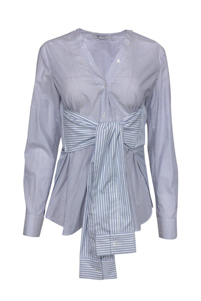 Current Boutique-T by Alexander Wang - Blue & White Striped Avant-Garde Blouse Sz 0