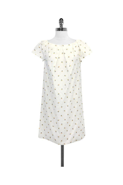 Current Boutique-Tara Jarmon - Ivory & Yellow Floral Cotton Blend Dress Sz 6