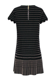 Current Boutique-Ted Baker - Black & Gold Patterned Short Sleeve Knit Dress Sz 10