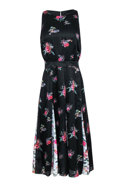 Current Boutique-Ted Baker - Black & Multicolor Paneled Floral Print Midi Dress Sz 10