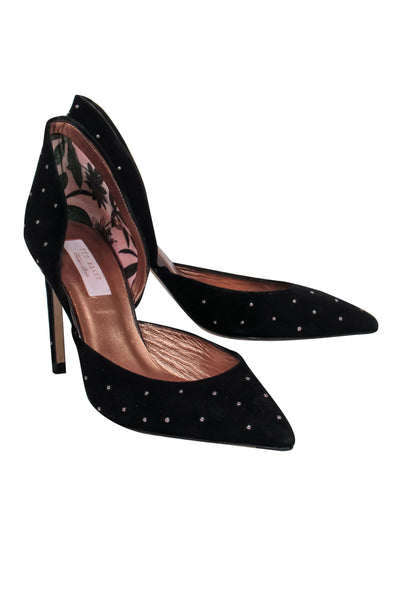 Current Boutique-Ted Baker - Black Suede Studded Pointed Toe Pumps Sz 9.5