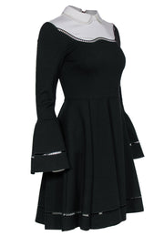 Current Boutique-Ted Baker - Black & White Collared Bell Sleeve Dress w/ Cutout Trim Sz 4