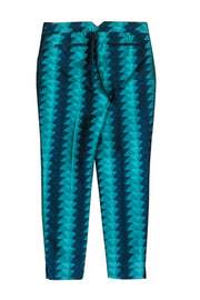 Current Boutique-Ted Baker - Blue Art Deco Patterned Tapered Leg Pants Sz 4