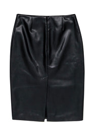 Current Boutique-Theory - Black Faux Leather Pencil Skirt w/ Back Slit Sz 2