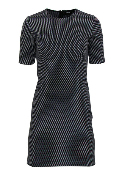 Current Boutique-Theory - Black & Grey Geometric Print Short Sleeve Bodycon Dress Sz 2