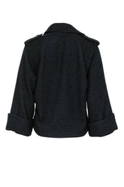 Current Boutique-Theory - Black Houndstooth Print Short Double Breasted Peacoat Sz S
