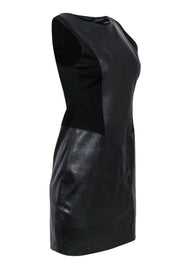 Current Boutique-Theory - Black Leather Paneled Sheath Dress Sz 6