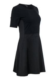 Current Boutique-Theory - Black & Navy Paneled Short Sleeve Sheath Dress Sz M