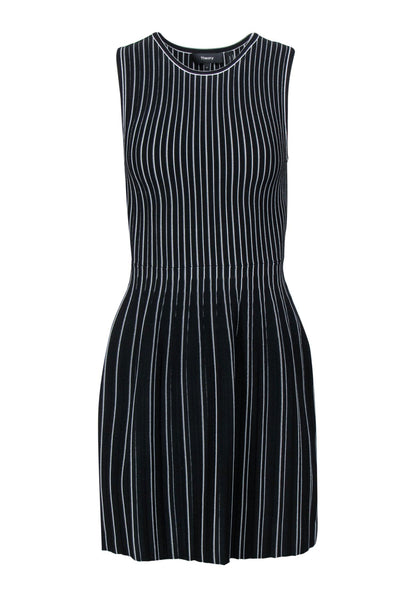 Current Boutique-Theory - Black & White Pinstriped Sleeveless “Shell” Sheath Dress Sz P