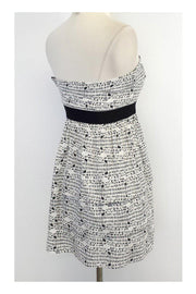 Current Boutique-Theory - Black & White Spot Print Silk Strapless Dress Sz 2