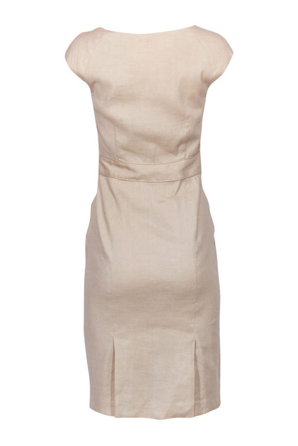 Theory Taupe Linen Sheath Dress w Pockets Sz 2