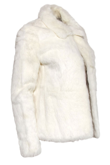 Theory - White Rabbit Fur Clasped Coat Sz S – Current Boutique