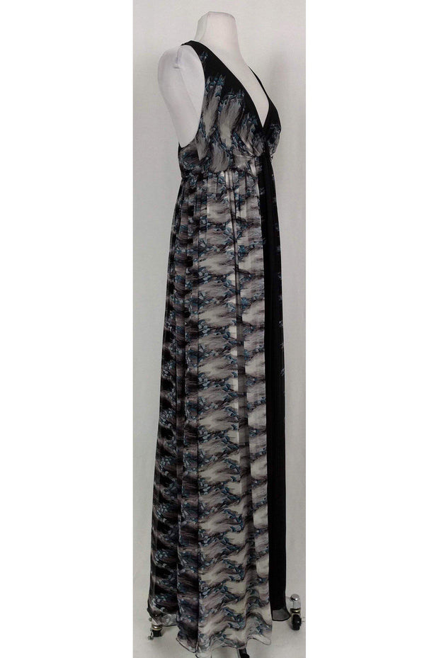 Current Boutique-Tibi - Black, Blue & Grey Printed Maxi Dress Sz 2