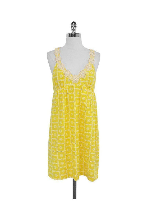 Current Boutique-Tibi - Yellow Embroidered Cotton Eyelet Dress Sz 6