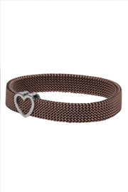 Current Boutique-Tiffany & Co. - Bronze Stretchy Chain Mesh "Somerset" Bracelet w/ Heart