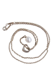 Current Boutique-Tiffany & Co. - Sterling Silver Lariat Necklace w/ Pearl & Heart