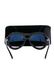 Current Boutique-Tom Ford - Black Thick Aviator-Style “Isla” Sunglasses w/ Cutout