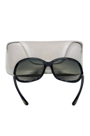 Current Boutique-Tom Ford - Navy "Jennifer" Oval Sunglasses w/ Cutouts