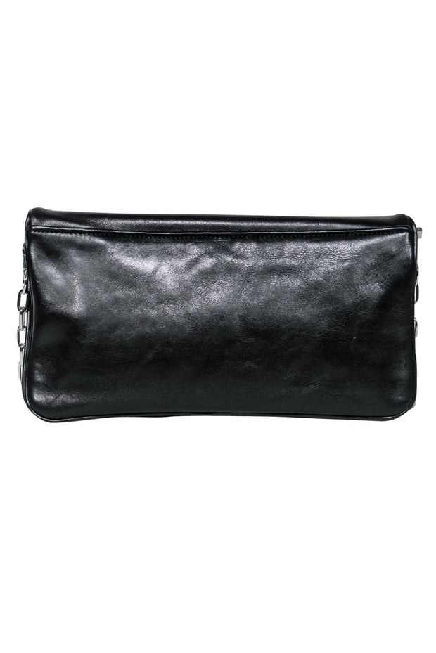 Current Boutique-Tory Burch - Black Leather Convertible Shoulder Bag w/ Silver Logo
