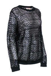 Current Boutique-Tory Burch - Black Net Sequined Sweater Sz L