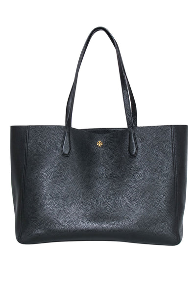 Current Boutique-Tory Burch - Black Pebbled Leather Open Tote