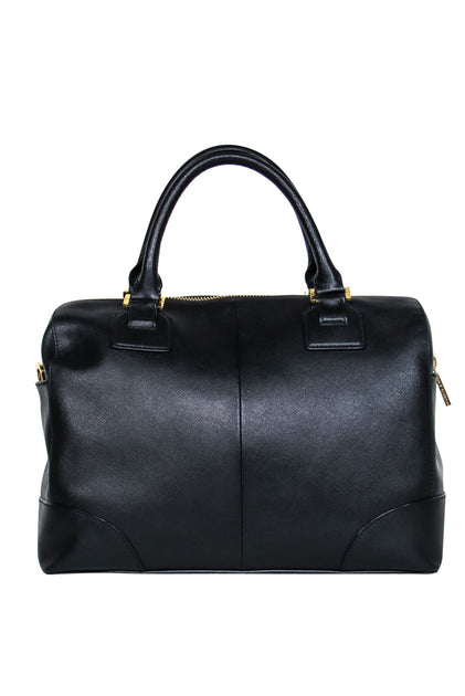 Tory Burch Robinson Double Zip Tote Bag Handbag Satchel Leather large Black