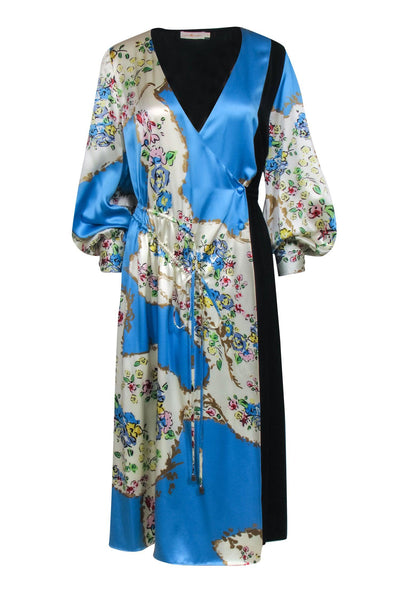 Current Boutique-Tory Burch - Blue & Black Color Block Long Sleeve Drawstring Dress Sz 8