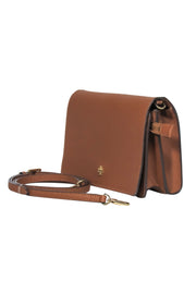Current Boutique-Tory Burch - Brown Textured Leather Square Crossbody