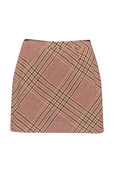 Current Boutique-Tory Burch - Cream & Tan Tweed Hounds-Tooth Wool Blend Pencil Skirt Sz 10