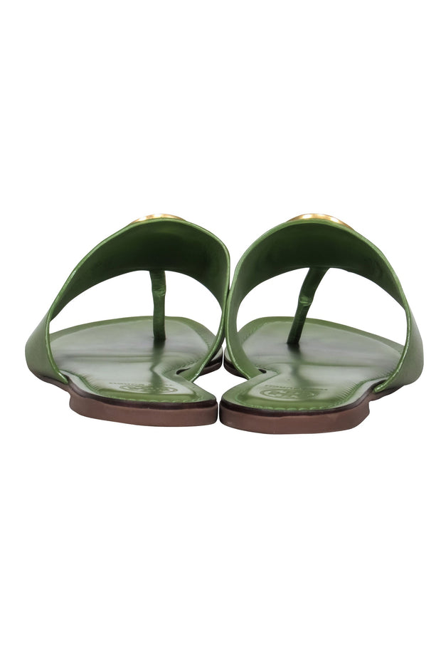Current Boutique-Tory Burch – Green Leather Thong Flat Sandals Sz 9.5