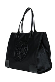 Current Boutique-Tory Burch - Large Black Logo Tote w/ Patent Leather Trim