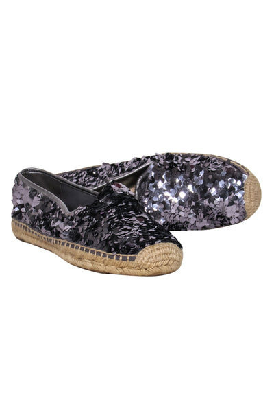 Current Boutique-Tory Burch - Silver Sequin Espadrille Flats w/ Round Toe Sz 9.5