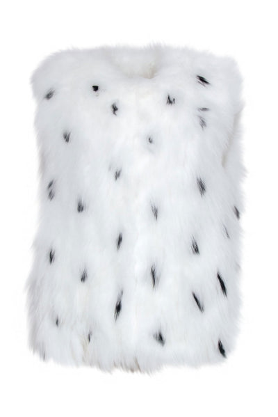 Current Boutique-Tory Burch - White & Black Spotted Fox Fur Vest Sz XL