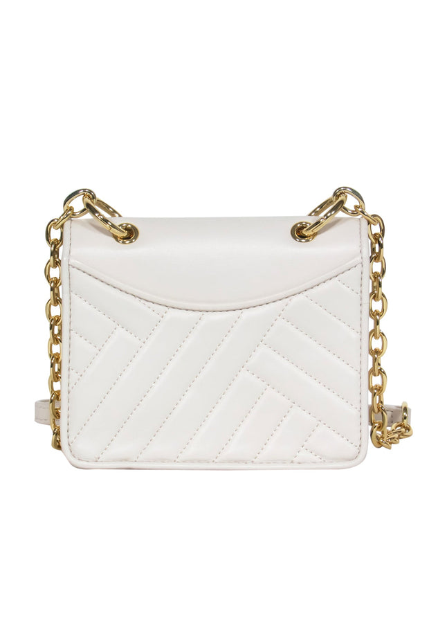 Current Boutique-Tory Burch - White Quilted Smooth Leather Mini Crossbody