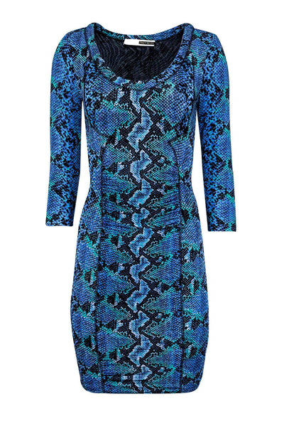 Current Boutique-Tracy Reese - Blue & Teal Snake Print Dress Sz S