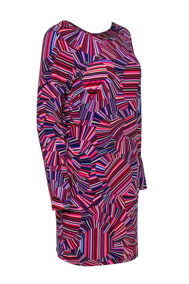 Current Boutique-Trina Trina Turk - Black & Red Striped Multicolor Dress w/ V-Back Sz L