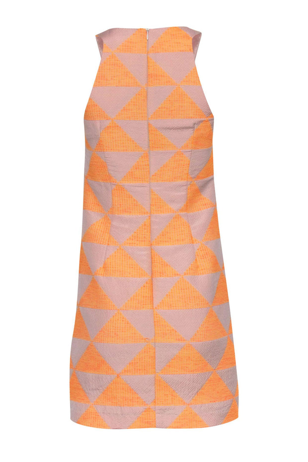 Current Boutique-Trina Turk - Beige & Orange Racer Front Triangle Pattern Dress Sz 0
