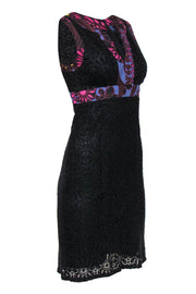 Current Boutique-Trina Turk - Black Lace & Purple Printed Sheath Dress Sz 2