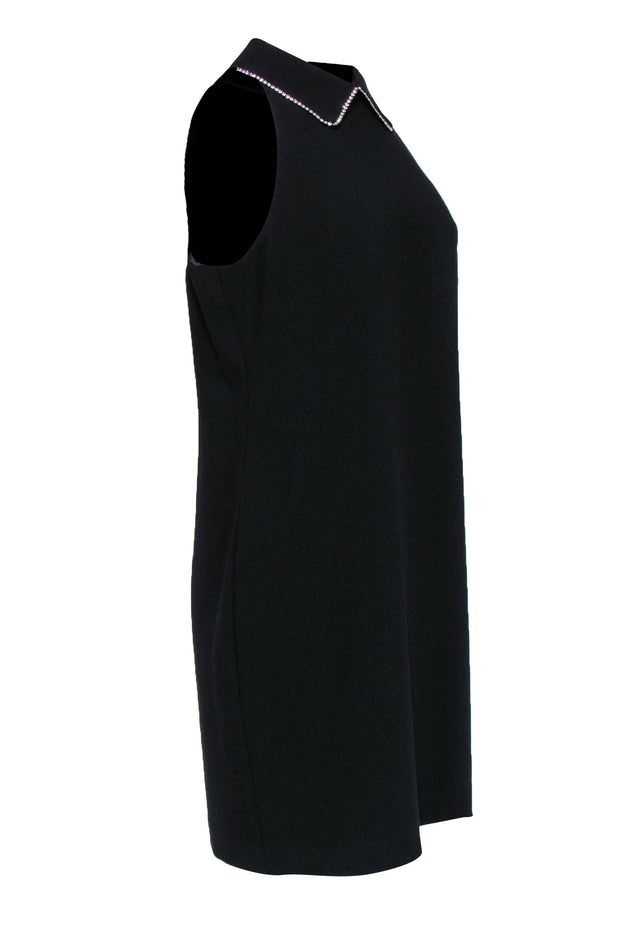 Current Boutique-Trina Turk - Black Pointed Collar Shift Dress w/ Crystals Sz 10