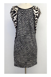 Current Boutique-Trina Turk - Black & White Print Silk Short Sleeve Dress Sz 0